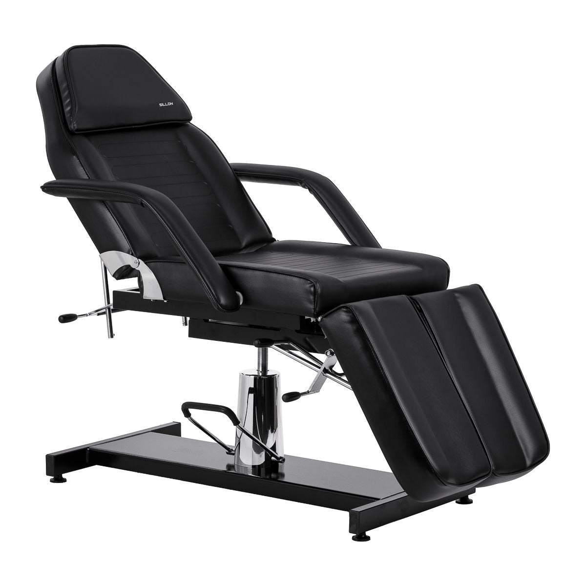 Hydraulisk pedikyr beauty stol Sillon 210 med rocking function og split footrest svart