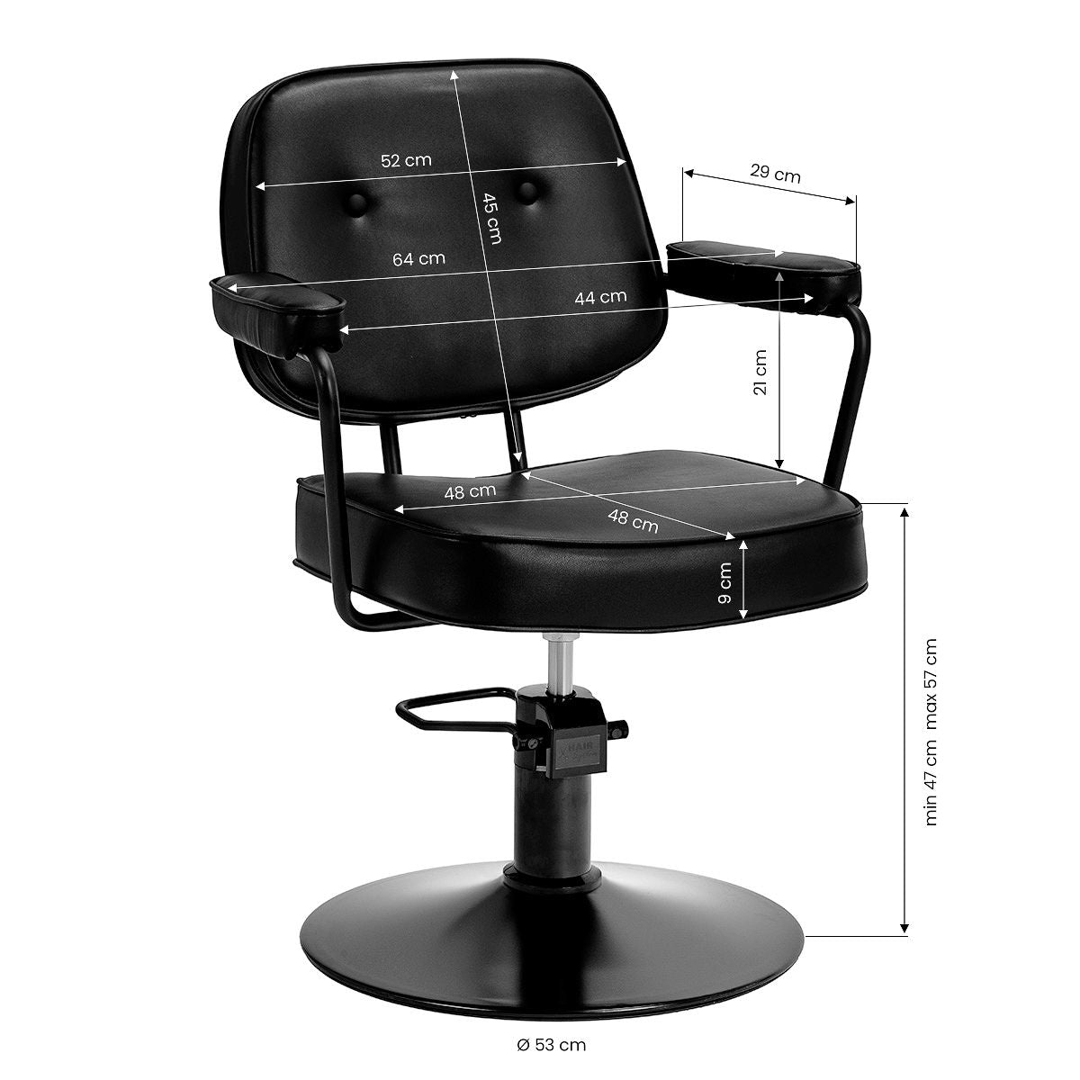 Hair System frisørstol Tru noir svart