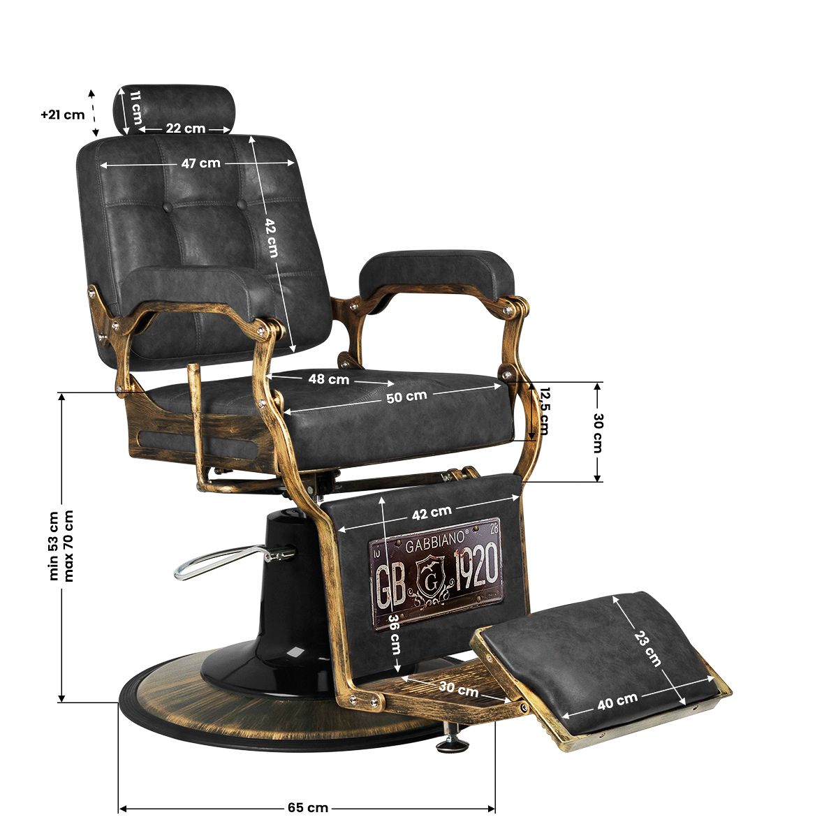 Gabbiano barberstol Boss Old skinn svart