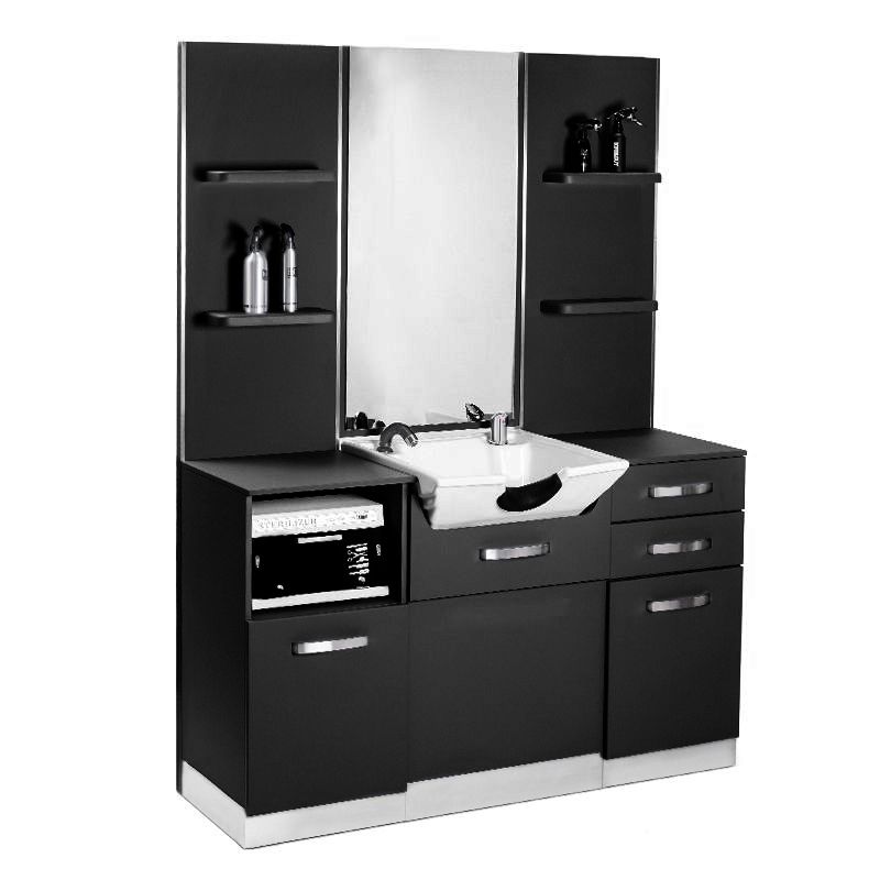 Gabbiano b085 barber console med vask svart